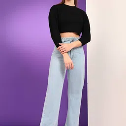 NOWI Women Ribbed Woollen Crop Pullover-image-59