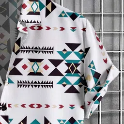 Metronaut Men Standard Regular Fit Spread Collar Geometric Printed Elastane Casual Shirt image 3