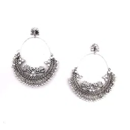 JaiShree Jewels Silver-Plated Artificial Beaded Crescent Shaped Drop Earrings-image-72