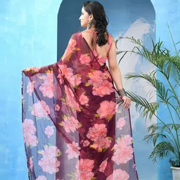 DESH BIDESH Floral Printed Bandhani Saree image 4