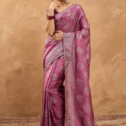 Saree mall Ethnic Motifs Woven Design Zari Banarasi Saree image 5