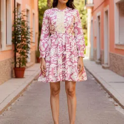 ZUMMER Women Floral Ruffled Fit & Flare Dress-image-83