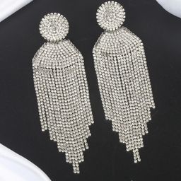 KPOP Silver-Plated Contemporary Rhinestone Studded Drop Earrings-picture-43