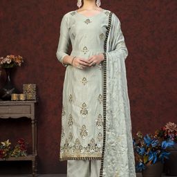 SAINOOR Embroidered Semi-Stitched Dress Material-picture-38