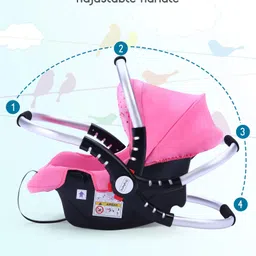 Babyhug Onyx Car Seat Cum Carry Cot With Rocking Base & Aluminium Handle - Pink image 5