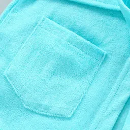 Babyhug Three Fourth Sleeves Hooded Bathrobe - Blue image 5