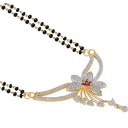 Suvasana Artificial Stones Studded & Beaded Mangalsutra With Earrings image 2