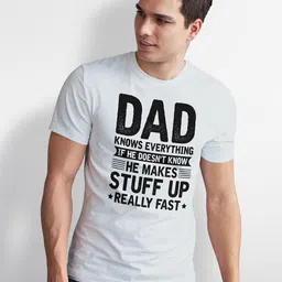 Seekbuylove Men Bio Finish Dad Knows Everything Round Neck Pure Cotton T-shirt-image-98
