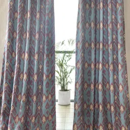 Tranquebar Home Pink Set of 2 Geometric Black Out Window Curtain-image-0