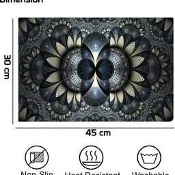 Cread Craft Blue & Gold-Toned Pack Of 4 Printed PVC Fridge Mats image 2