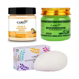CARET ORGANIC Chandan Ubtan Face Pack, Aloevera Gel & Glutathione Vitamin C Soap Combo-picture-39