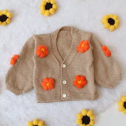 Woonie Unisex Kids Floral Cardigan with Applique Detail-image-21