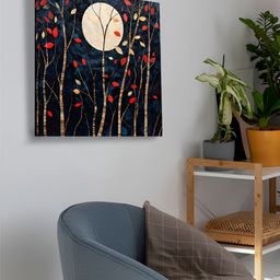 OLIVE TREE Black & Blue Floral and Botanical Printed Canvas Wall Art-picture-46