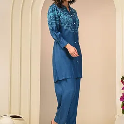 Zolo Label Floral Embroidered Tunic With Trouser Co-Ords Set image 4