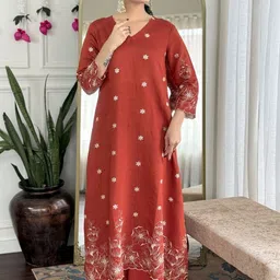 Moda Rapido Women Floral Embroidered Kurta with Palazzos & Dupatta image 3