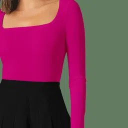 Maheshvi Women Square Neck Long Sleeves Fitted Top image 2