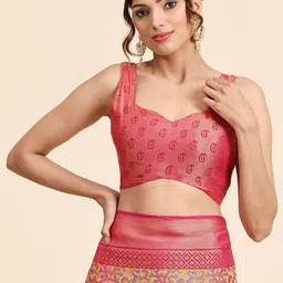 GHAN SALS Paisley Printed Brasso Baluchari Saree With Blouse Piece image 3