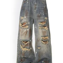 StyleCast x Revolte Men Baggy Mid-Rise Mildly Distressed Light Fade Jeans-picture-17