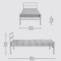 nilkamal sleep Striker Metal Single Bed in White Finish image 2
