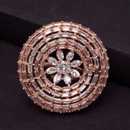 PANASH Rose Gold-Plated White Stone-Studded Finger Ring-picture-28