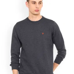 Allen Solly Men Charcoal & Grey Solid Sweatshirt-picture-32
