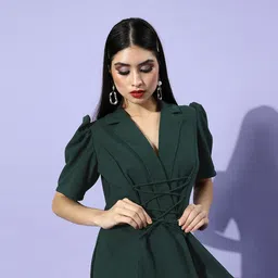 Athena Women Gorgeous Green Solid Dress-picture-13