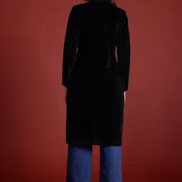 all about you Velvet Finish Stand Collar Longline Overcoat image 4