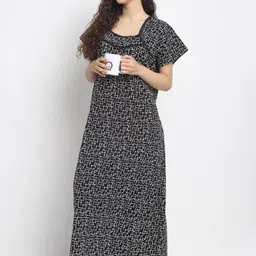 Secret Wish Women Navy Blue & White Printed Nighty image 5