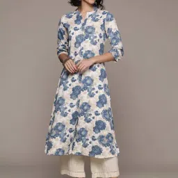 READIPRINT FASHIONS Blue Cotton Printed A Line Kurta-picture-36