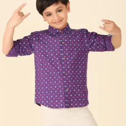Fabindia Kids Purple Printed Full Sleeves Shirt image 1