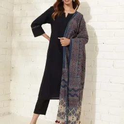 Fabindia Blue Cotton Printed Dupatta image 1