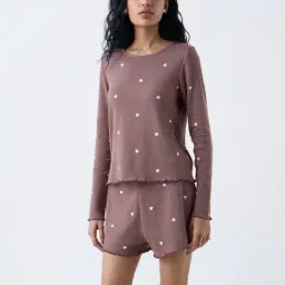 Superstar by Westside Brown Heart-Printed Cotton-Blend Top-picture-26