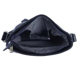 HiLEDER 100% Pure Genuine Leather Messenger Shoulder Handbag 10 inches Sling Cross Body Travel Office Tablet Flap D-Loop Compartment Bag for Men and Women, Blue image 5