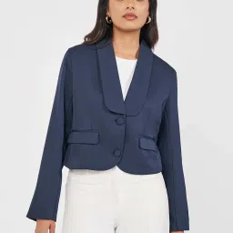Styli Navy Plain Blazer image 1