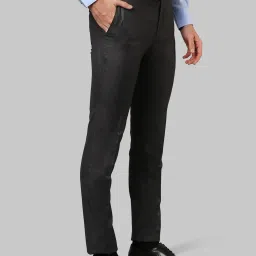 Raymond Grey & Blue Slim Fit Flat Front Trousers image 3