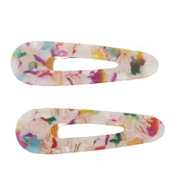 Accessorize London Multi Two Pack Tortoiseshell Resin Snap Clips image 1