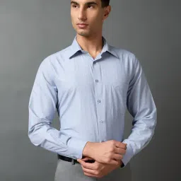 Daniel Hechter Blue Cotton Regular Fit Printed Formal Shirt-picture-17