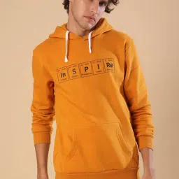 Campus Sutra Mustard Full Sleeves Printed Hoodie-image-73