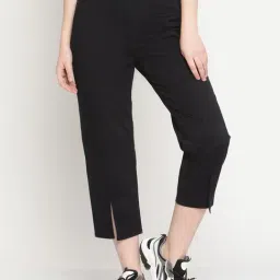 Elle Black Flat Front Trousers-image-75