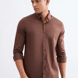 Spykar Bison Brown Cotton Lycra Slim Fit Shirt-picture-27