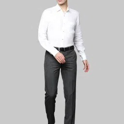Raymond Dark Grey Regular Fit Flat Front Trousers image 5