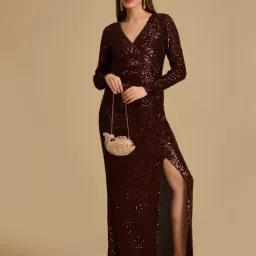 Kazo Brown Embellished Dress image 3