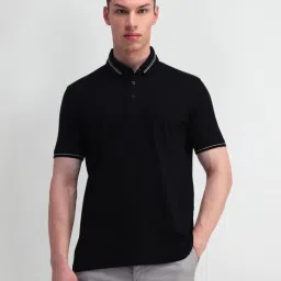 Arrow Black Cotton Regular Fit Polo T-Shirt image 1