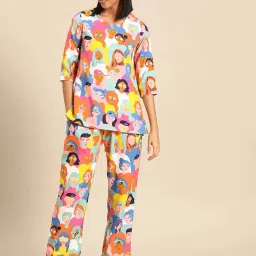 mabish by sonal jain Mabish Multicolored Printed Top Pant Set image 1