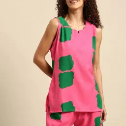 Mabish By Sonal Jain Pink & Green Printed Top Short Set image 1