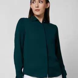 Spykar Teal Cotton Regular Fit Shirt-picture-27