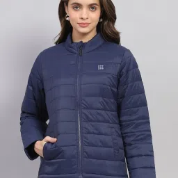 Rock.it Navy Nylon Blend Solid Full Sleeve Jacket image 1