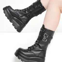 Truffle Collection Women's Black Wedge Boots image 1