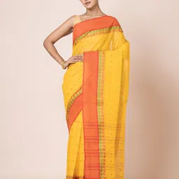 PUKU Ethnic Motifs Woven Design Pure Cotton Saree-picture-29