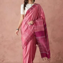 Fabindia Pink Silk Woven Saree image 1
